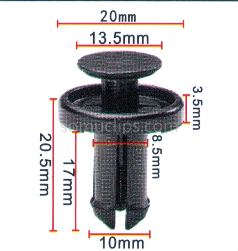 Plastic black rivet for Toyota