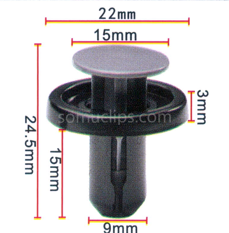 Automotive rear and front bumper fastener for Toyota