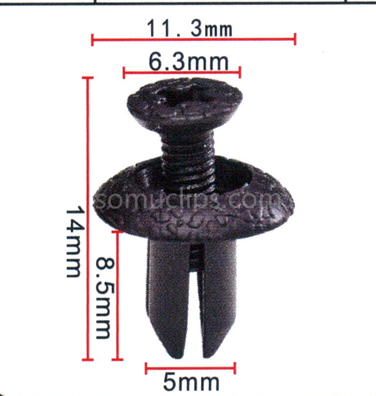 5mm Plastic black clip fasteners for Toyota